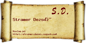 Stramer Dezső névjegykártya
